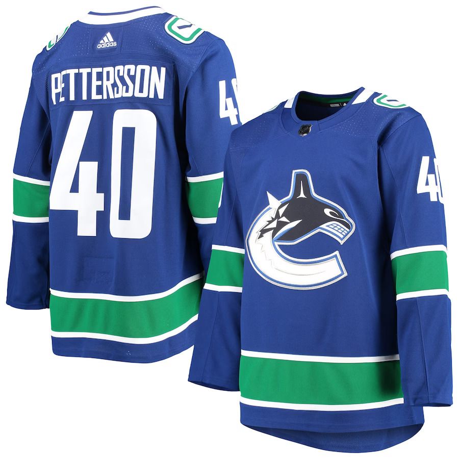 Men Vancouver Canucks 40 Elias Pettersson adidas Blue Authentic Home Player NHL Jersey